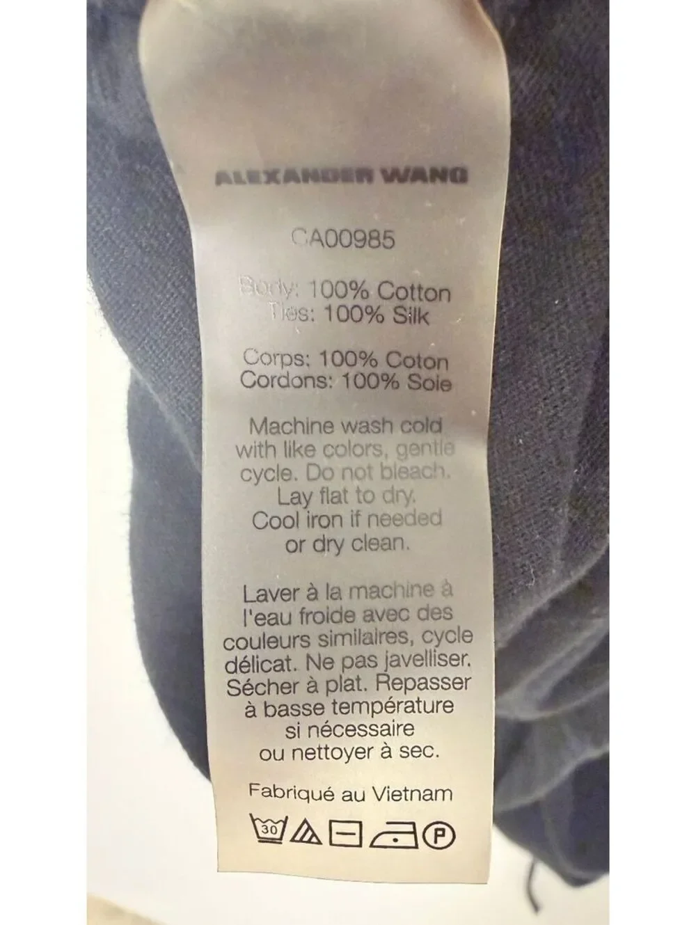 T by Alexanderwang Ruched Cotton Jersey Drawstring Mini Dress Black Sz Small
